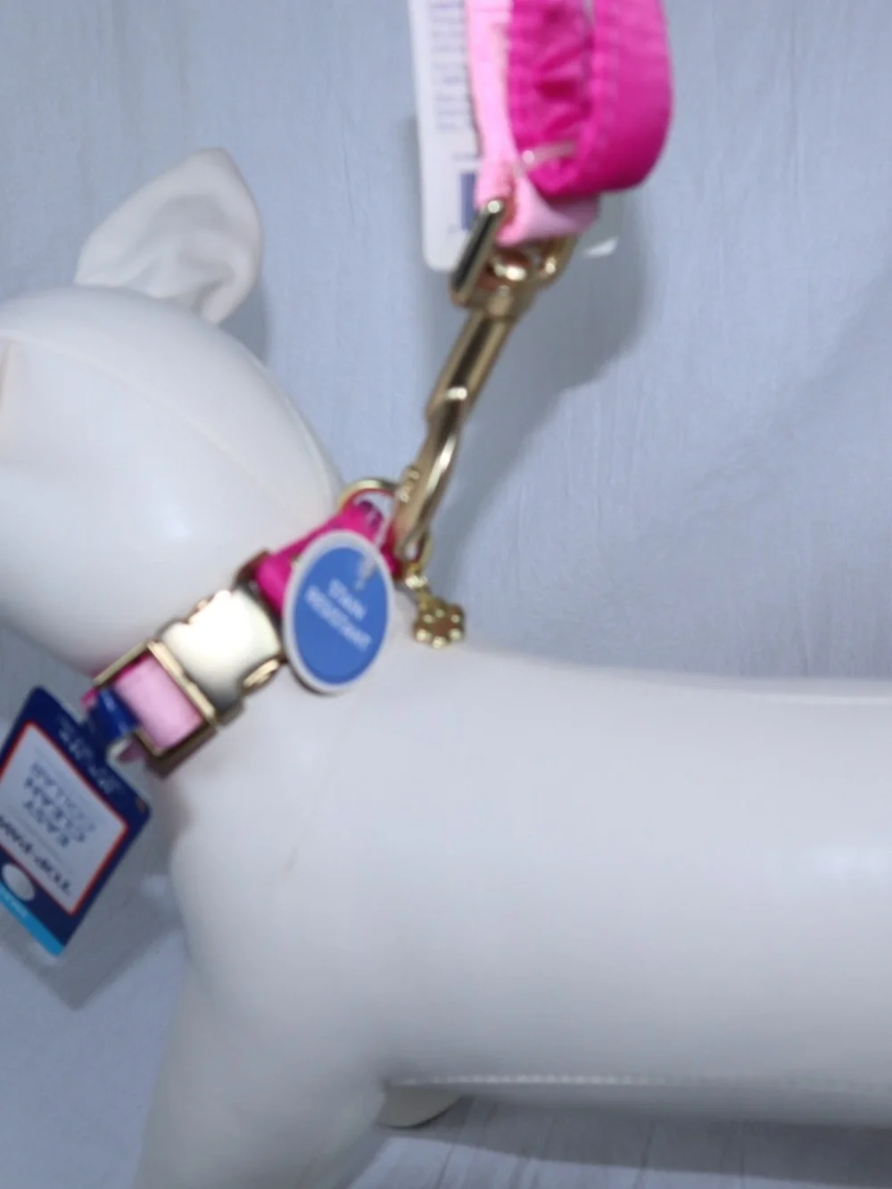 Top Paw Easy Clean Collar and 4 foot Leash 2-Toned Pink Paw Charm Heart Charm